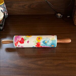 Floral Pioneer Woman Rolling Pin with Wooden Handles